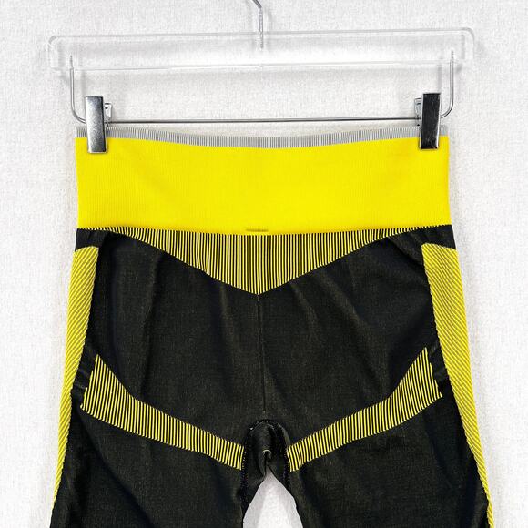 ADIDAS BY STELLA MCCARTNEY Cycling Shorts Large Yellow Logo Waist Seamless Bike - Picture 7 of 15